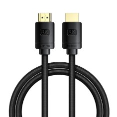 CABLU video Baseus High Definition, HDMI(T) la HDMI(T), versiunea 2.1, rezolutie maxima 8K UHD (7680 x 4320) la 60 Hz, conectori auriti, 1m, negru &amp;quot;CA foto