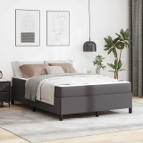 vidaXL Cadru de pat cu saltea Gri 140 x 200 cm Piele artificială