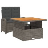 Cumpara ieftin Set mobilier de gradina cu perne, 2 piese, gri, poliratan