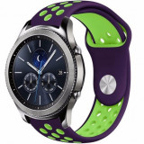 Cumpara ieftin Curea ceas Smartwatch Samsung Galaxy Watch 4, Watch 4 Classic, Gear S2, iUni 20 mm Silicon Sport Purple-Green