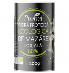 Pudra proteica bio de mazare, izolata, 200g Pronat foto