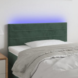 VidaXL Tăblie de pat cu LED, verde &icirc;nchis, 80x5x78/88 cm, catifea