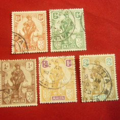Serie mica Uzuale Malta 1922 ,5 valori stampilate