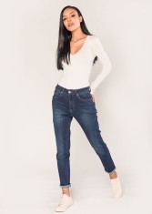 Blugi dama mom fit Nina Carter albastru inchis P189-2 M7
