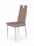 Cumpara ieftin Scaun dining, stil modern, inaltime 97 cm, cadru metalic, tapiterie piele artificiala, maro