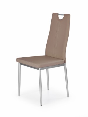 Scaun dining, stil modern, inaltime 97 cm, cadru metalic, tapiterie piele artificiala, maro foto