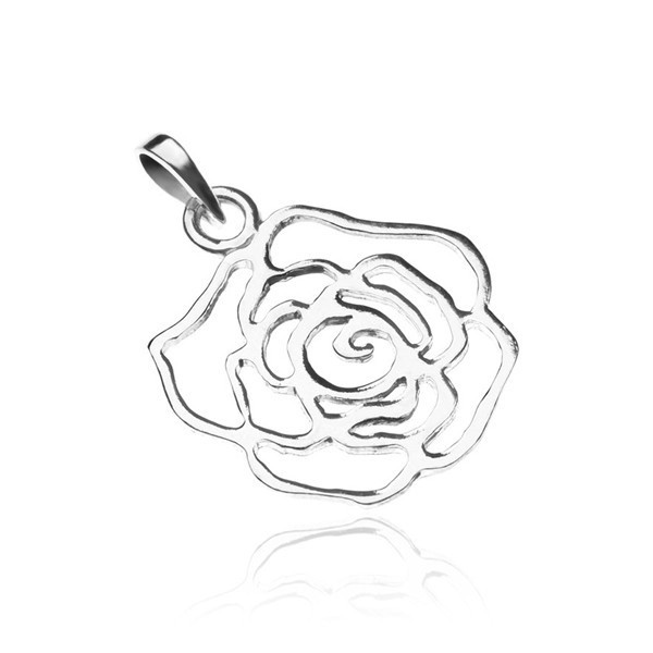 Pandantiv argint - contur trandafir
