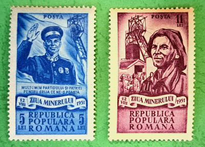 TIMBRE ROMANIA MNH LP285/1951 ZIUA MINERULUI- Serie simplă foto