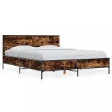 Cumpara ieftin Cadru de pat, stejar afumat 135x190 cm lemn prelucrat si metal