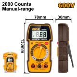 Multimetru Digital Profesional 600V INGCO DM360011, TRMS 2000 counts, AC/DC, 10A, rezistenta 20M&Omega;, Data Hold, compact