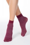 Șosete 1/2 din poliamidă cu model dungat și lurex, Fantasy 126CP - Bordo, 36-39 (23-25)
