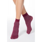 Șosete 1/2 din poliamidă cu model dungat și lurex, Fantasy 126CP - Bordo, 36-39 (23-25)