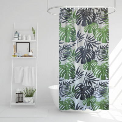 Perdea de duș - model frunze de palmier - 180 x 180 cm foto