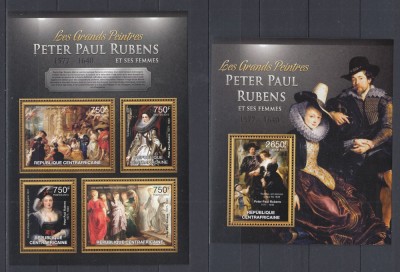 R.Centrafricana - Pictura - PETER PAUL RUBENS - BL + KB - MNH - MI. 26 Eur. foto