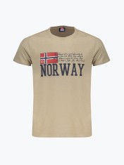 Tricou barbati din bumbac cu decolteu la baza gatului, Bej, 2XL