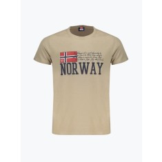 Tricou barbati din bumbac cu decolteu la baza gatului, Bej, 2XL