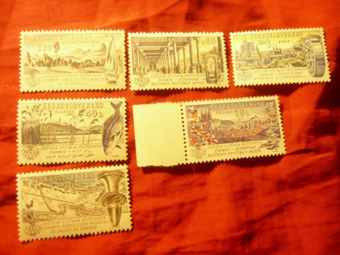 Serie mica Cehoslovacia 1962 - Expozitie Filatelica Praga 1962 , 6valori (din7v