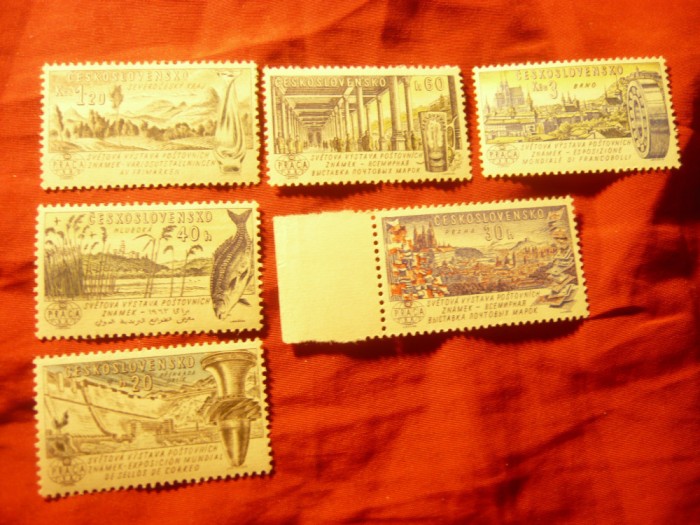 Serie mica Cehoslovacia 1962 - Expozitie Filatelica Praga 1962 , 6valori (din7v