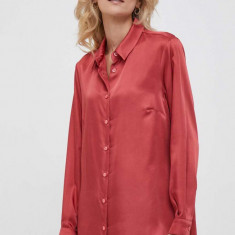 Sisley camasa femei, culoarea rosu, cu guler clasic, regular