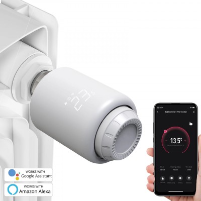 Termostat inteligent pentru calorifer, Zigbee, programabil, control vocal Google Assistant, Alexa foto