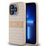 Husa iPhone 15 Pro - DKNY Leather Mono Stripe &amp; Metal Logo (DKHCP15LPRTHSLP) - Pink