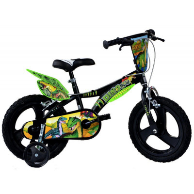 Bicicleta pentru copii Dinozaur T-Rex Dino Bikes, 16 inch, jante compozit, roti ajutatoare incluse, maxim 60 kg, 5-7 ani foto
