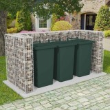 Gabion triplu &icirc;nconjurător pubelă, oțel, 250 x 100 x 120 cm, vidaXL