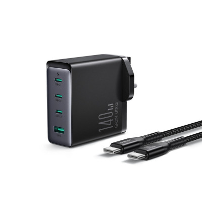 GaN UK JR-TCG05UK 140W &amp;icirc;ncărcător 3x USB-C USB-A + cablu Joyroom USB-C/USB-C 240W de 1,2 m de 1,2 m foto