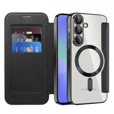 Husa MagSafe pentru Samsung Galaxy A36 A366, Techsuit, SmartMag Book, Neagra foto