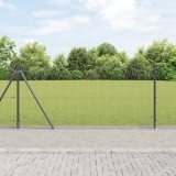 VidaXL Gard din plasă sudată cu 13 st&acirc;lpi flansați Gri 0.8x100 m Oțel