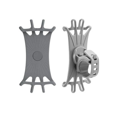 Set 2x Suport telefon din silicon, montare pe ghidon pentru bicicleta, motocicleta, trotineta, rotire 360 grade - Gri foto