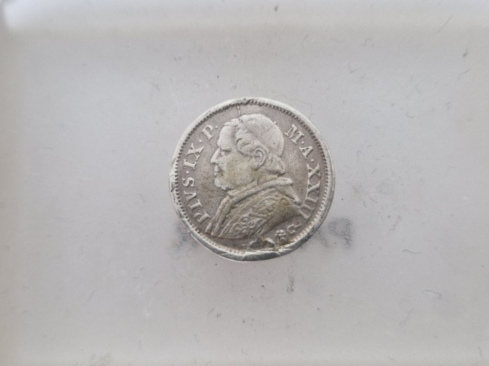 Vatican 10 Soldi 1868 Argint Papa Piux IX