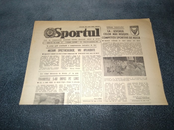 ZIARUL SPORTUL 28 SEPTEMBRIE 1984