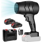 Suflanta aer comprimat puternica Joyful Box 48V, 2 acumulatori inclusi de 3000 mAh, Geanta pentru transport, Utilizari multiple, Neagra