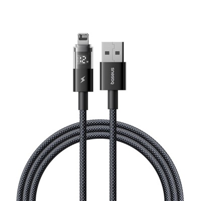 Baseus - Data Cable Display 2 (P10382700121-01) - USB to Lightning, Fast Charging, Digital Display, 2.4A, 2m - Cosmic Black foto