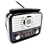 Radio portabil bluetooth, retro, reincarcabil usb, slot tf, aux, mp3, lanterna incorporata, am/fm/sw MultiMark GlobalProd, Oem