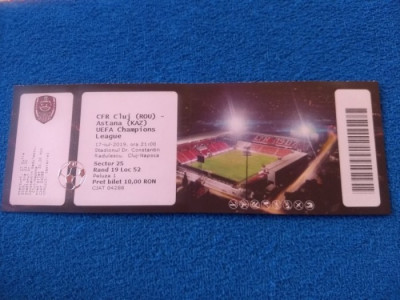 Bilet meci fotbal CFR 1907 CLUJ - ASTANA (17.07.2019) foto