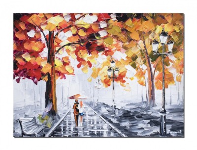 Tablou pictat manual dormitor, living, Impreuna pentru totdeauna, 40x30cm ulei in cutit efect 3D, gata de expus pe perete foto