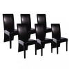Set 6 Scaune Bucatarie Gossi, Piele Ecologica Neagra, Design Modern, Confortabile, 52x43x93 cm