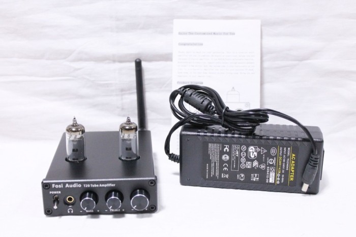 Amplificator stereo FOSI Audio T20 cu tuburi lampi bluetooth 50W RMS X 2 (4 ohms, 20 Hz - 20 kHz, 0.04% THD) + sursa alimentare