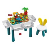 Masa Educationala pentru Copii cu Activitati si Piese Constructie, 85 piese, cu Scaunel, 3+ ani, Multicolor, Unisex, Plastic
