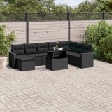 Cumpara ieftin Gossi set mobilier de gradina cu perne, 9 piese, negru, poliratan