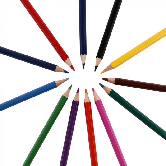 Set 12 creioane colorate+ suport metalic, Multicolor