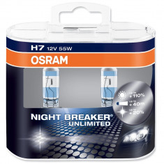 Set 2 Becuri auto cu halogen pentru far Osram H7 Night Breaker Unlimited, up to 110%, 12V, 55W foto