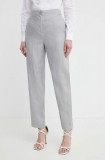 Armani Exchange pantaloni din in culoarea gri, drept, high waist, 3DYP12 YN1RZ