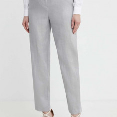 Armani Exchange pantaloni din in culoarea gri, drept, high waist, 3DYP12 YN1RZ