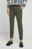 Medicine pantaloni femei, culoarea verde, fason chinos, medium waist