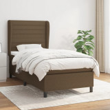 Cumpara ieftin Pat box spring cu saltea, maro &icirc;nchis, 80x200 cm, textil
