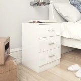 vidaXL Noptieră Alb Extralucios 38x35x56cm PAL 3 Sertare Dulap Masa Dormitor