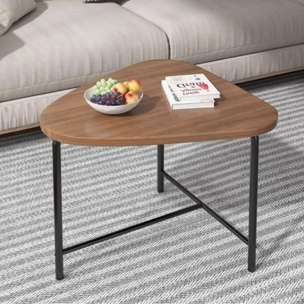 Masuta de cafea, triunghiulara, blat MDF, cadru metalic, dimensiuni 64 x 52 x 51 cm, greutate maxima suportata 30 kg, negru